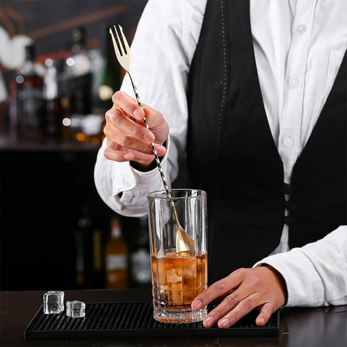 COLHER COCKTAIL TORCIDA C/GARFO 30CM