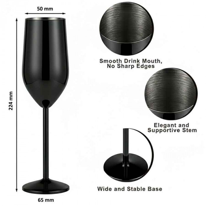 FLUTE 200ML A�O INOX PRETO